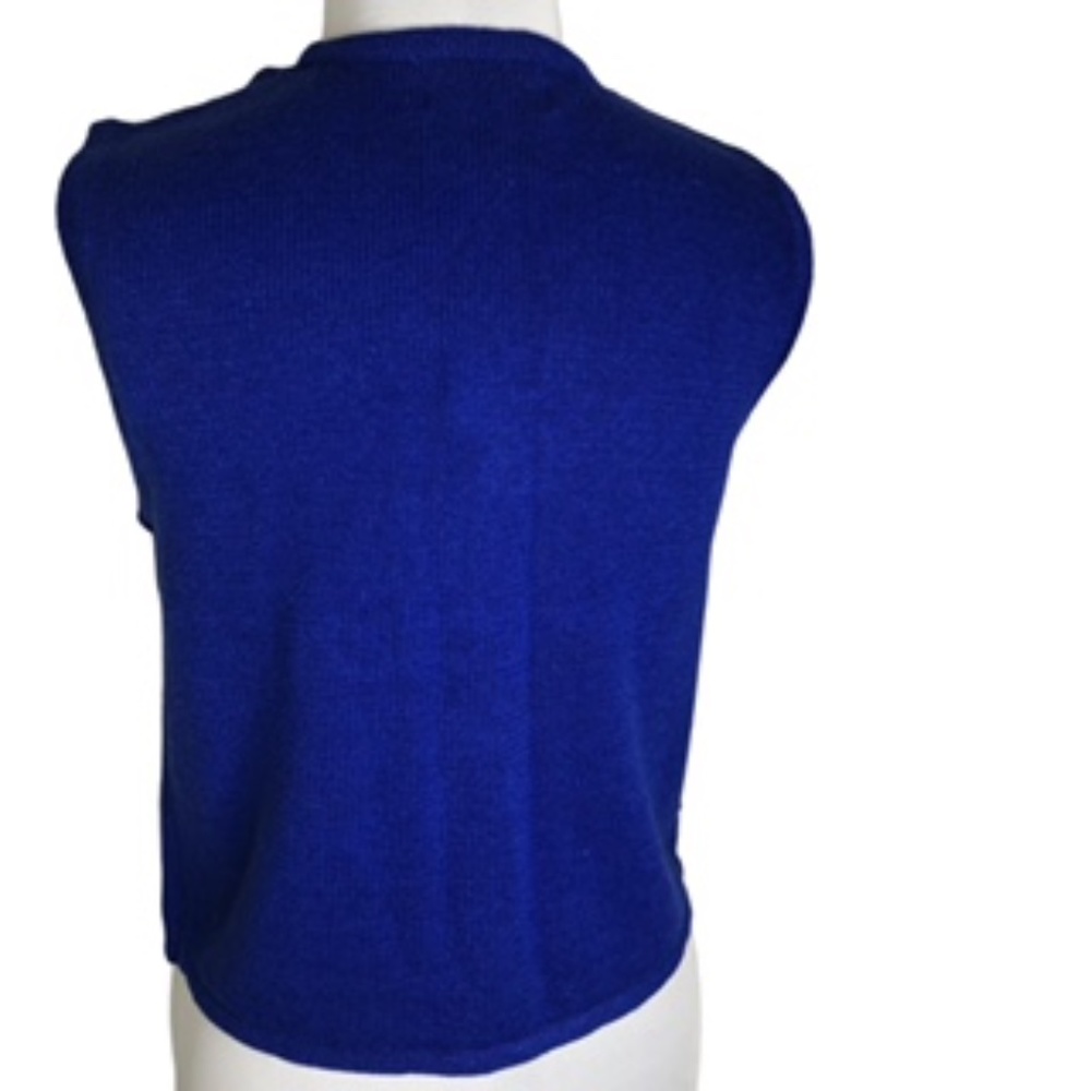 NWT Requirements Christmas Hand Beaded Royal Blue Vest Size M - Picture 5 of 9
